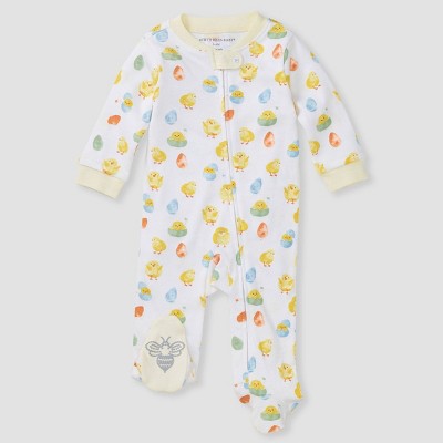 Yellow chick zip up footed pajama